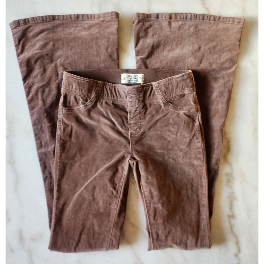 We The Free Womens Corduroy Flare Pants 25 Brown Low Rise Pull On Stretch
